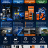 A 4-in-1 car care kit showing various products for headlight restoration, plastic restoration, and glass cleaning.
