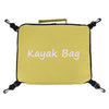 Yellow waterproof kayak bag with black straps and a handle