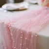 Pink Pearl Tulle Table Runner for Wedding and Event Decor