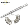 Metal ring sizing gauge with multi-size cones and a graduated measuring rod