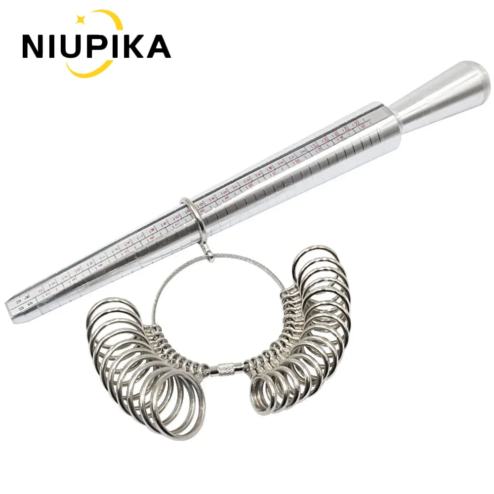 Metal ring sizing gauge with multi-size cones and a graduated measuring rod