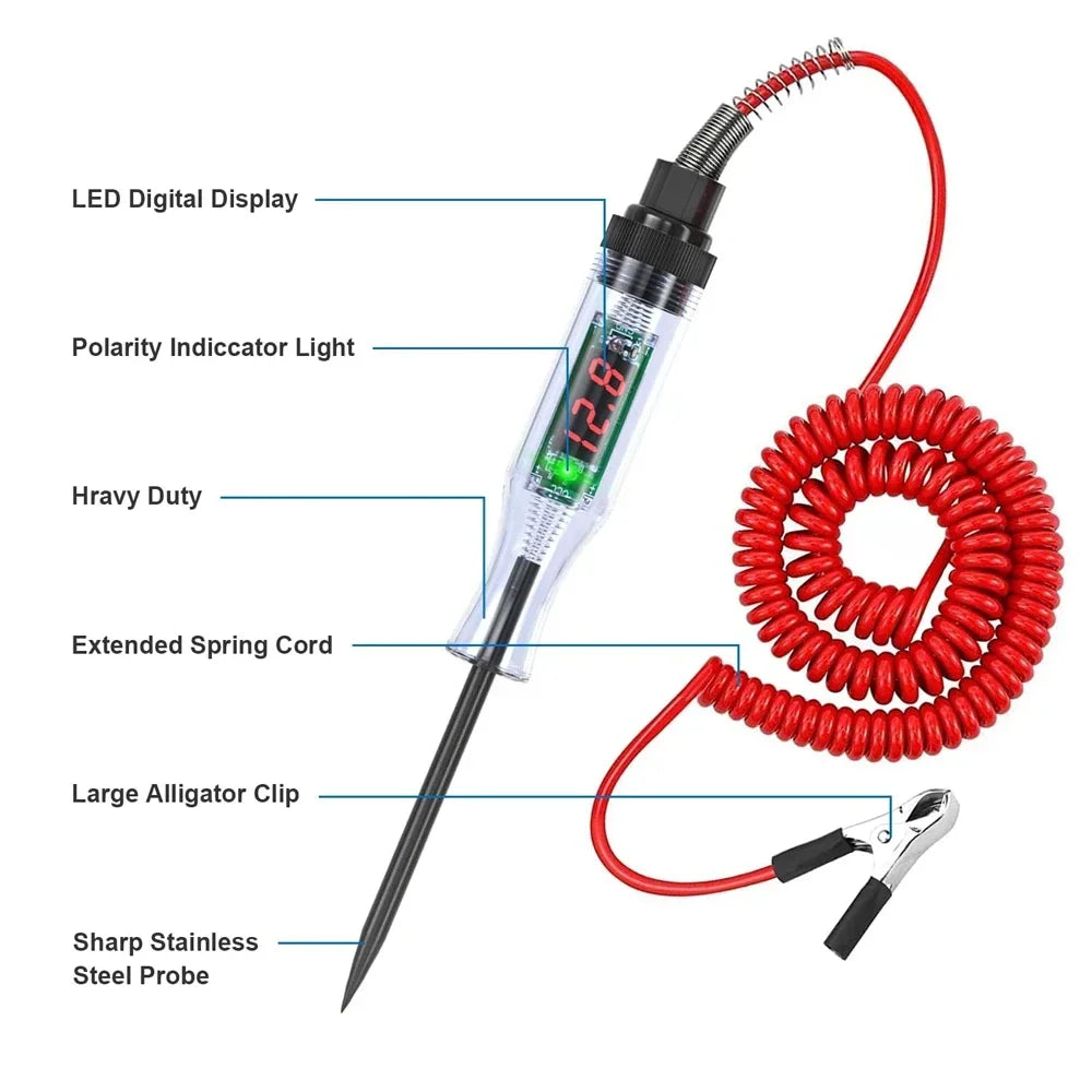 Automotive Digital Circuit Tester 6V-72V with LED Polarity Detection