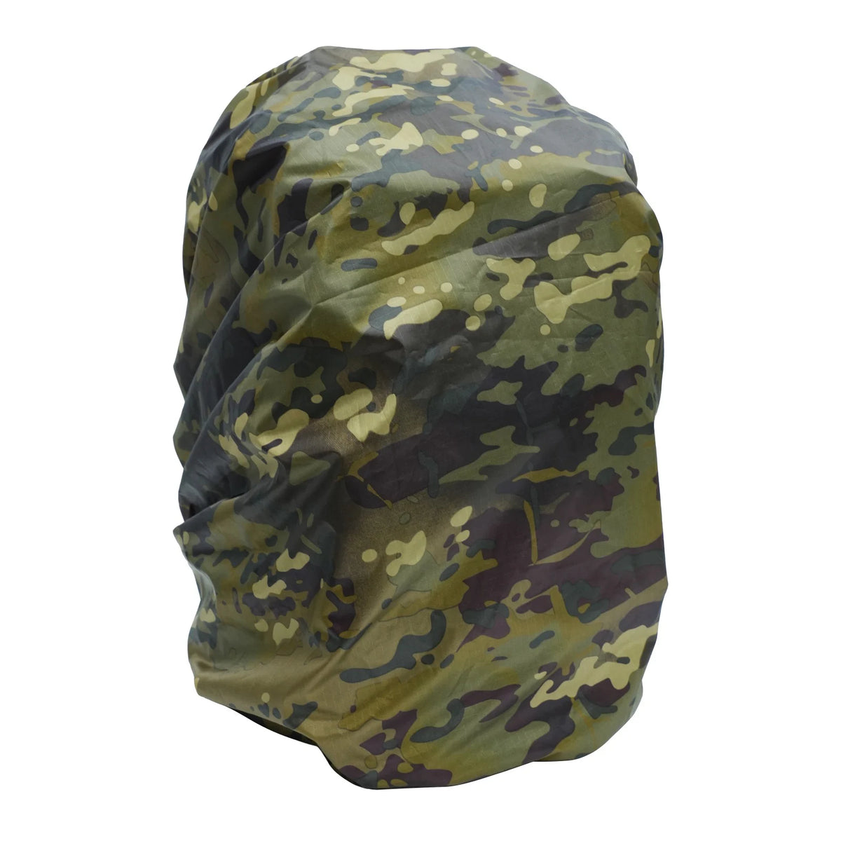 Olive green and brown camouflage waterproof rain cover for a backpack