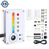 A DIY temperature and humidity meter soldering kit featuring a digital display, sensors, and wiring components.