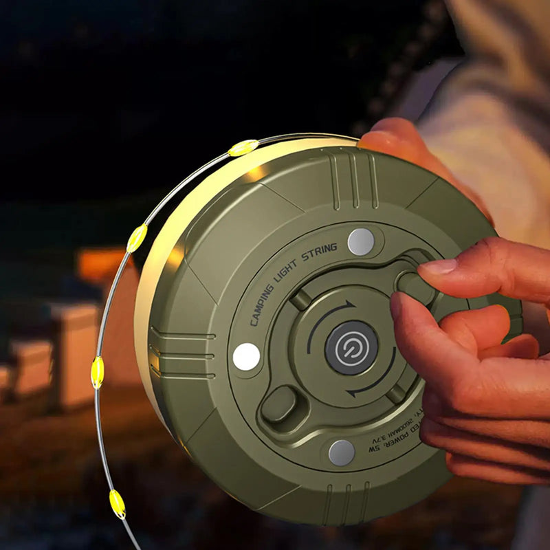 Retractable USB String Lights with Built-in Battery & Hook