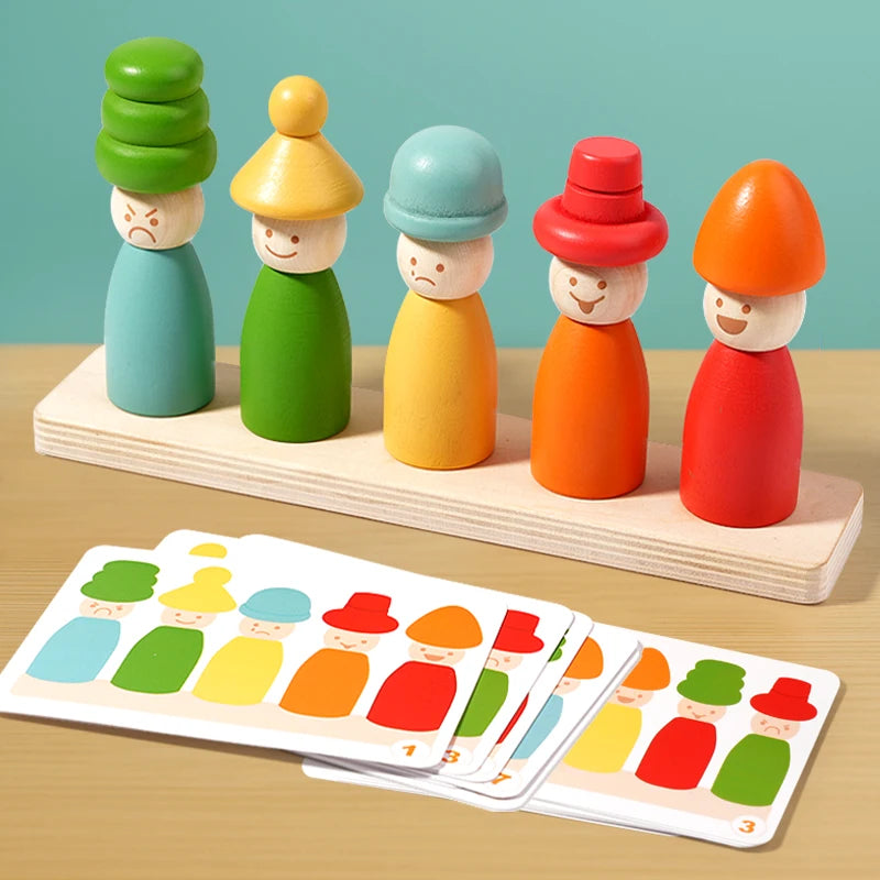 Wooden Color Sorting & Face Matching Toy for Toddlers