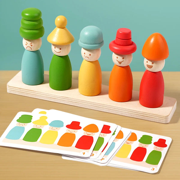 Wooden Color Sorting & Face Matching Toy for Toddlers