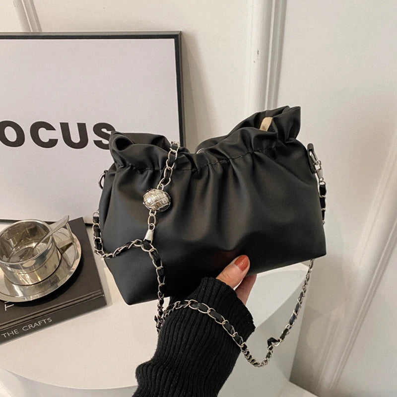Classic Solid Bucket Crossbody Bag