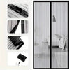 A black magnetic door screen with a self-sealing mesh visible in a vertical panel design.