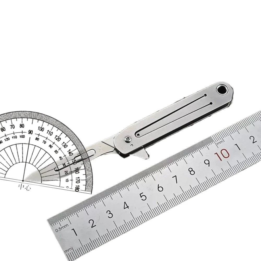 Compact Stainless Steel Folding Knife with Keychain