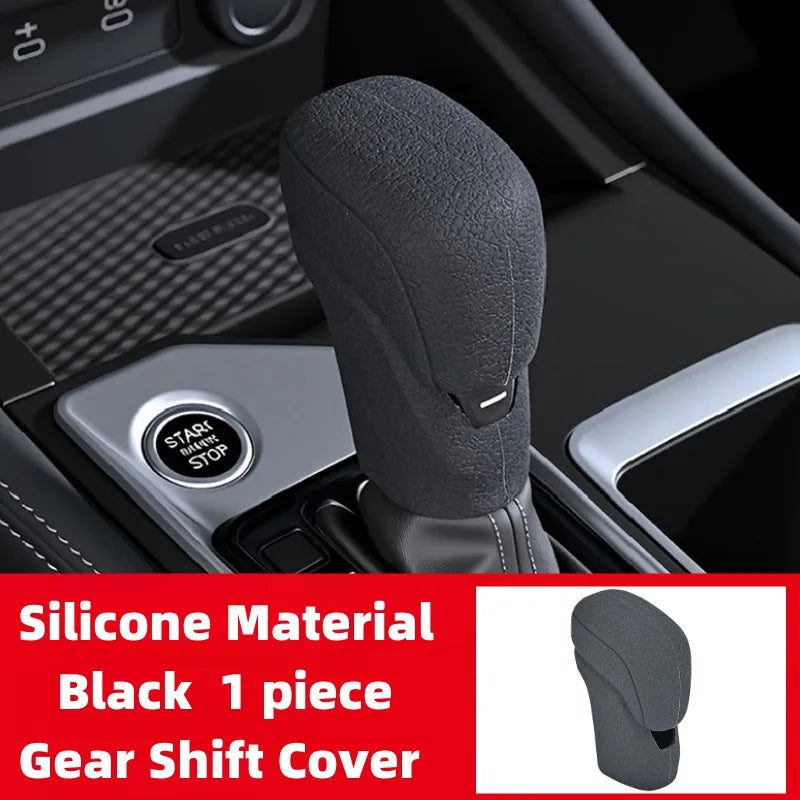 Black silicone gear shift cover for automatic transmission vehicle interior