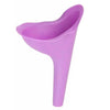 A purple portable urinal designed for travel and outdoor use.