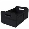 Black foldable car trunk organizer with carry handles.