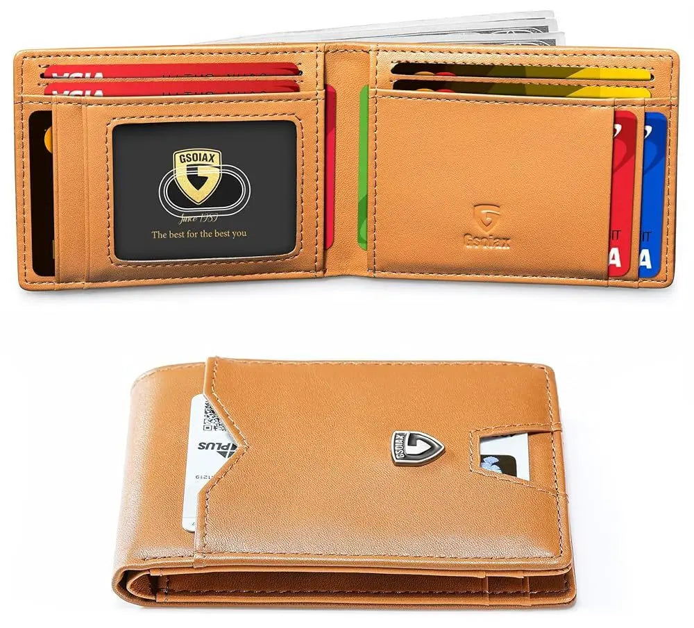 Slim RFID Blocking Leather Card Holder Wallet with Geometric Pattern