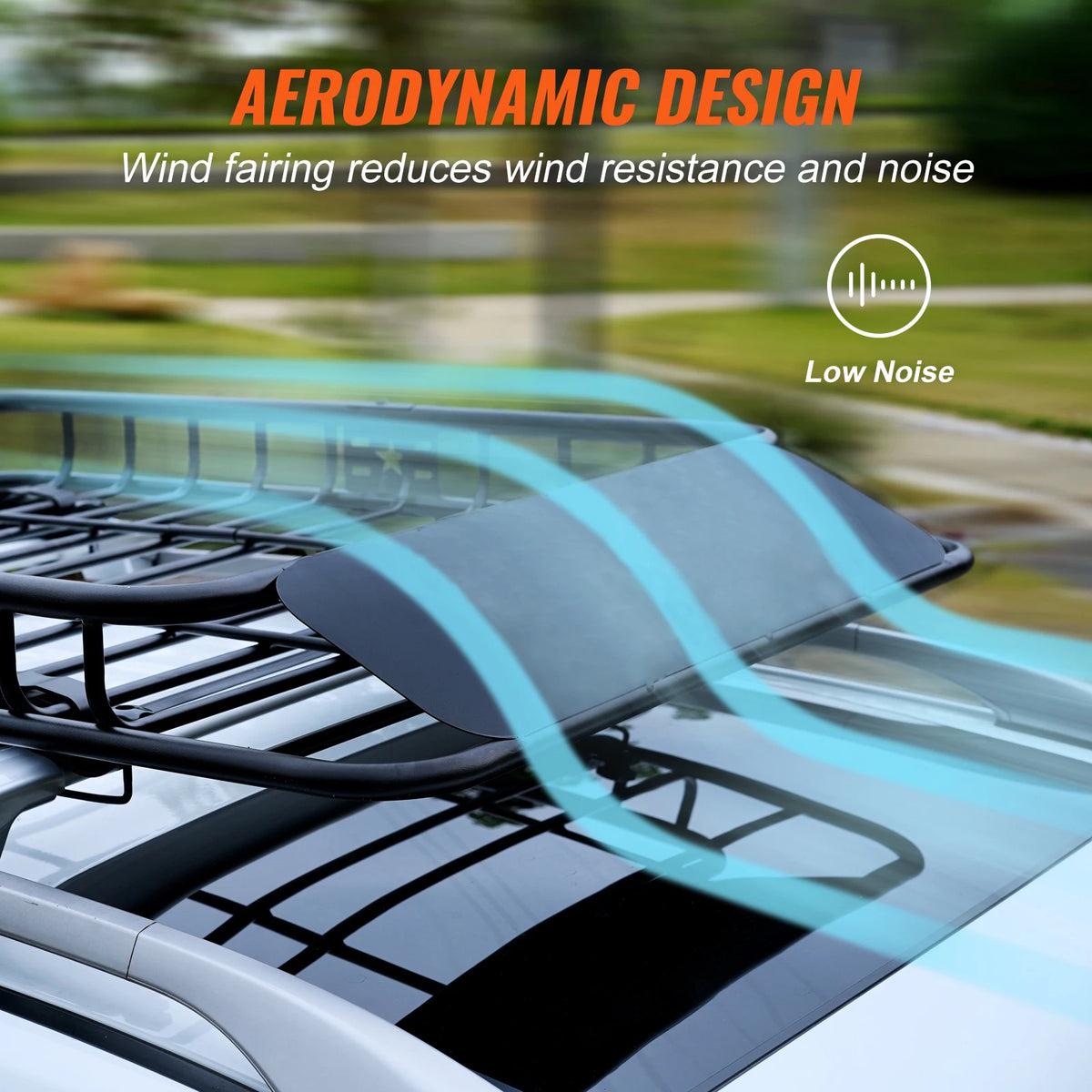 Heavy-Duty Roof Rack Cargo Basket with Wind Fairing