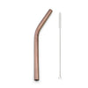 A reusable 304 stainless steel drinking straw with a cleaning brush.