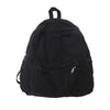Black canvas patchwork backpack with a top handle and zippered pocket