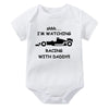 Funny Racing Baby Bodysuit - 'Watching Racing with Daddy' Newborn Romper