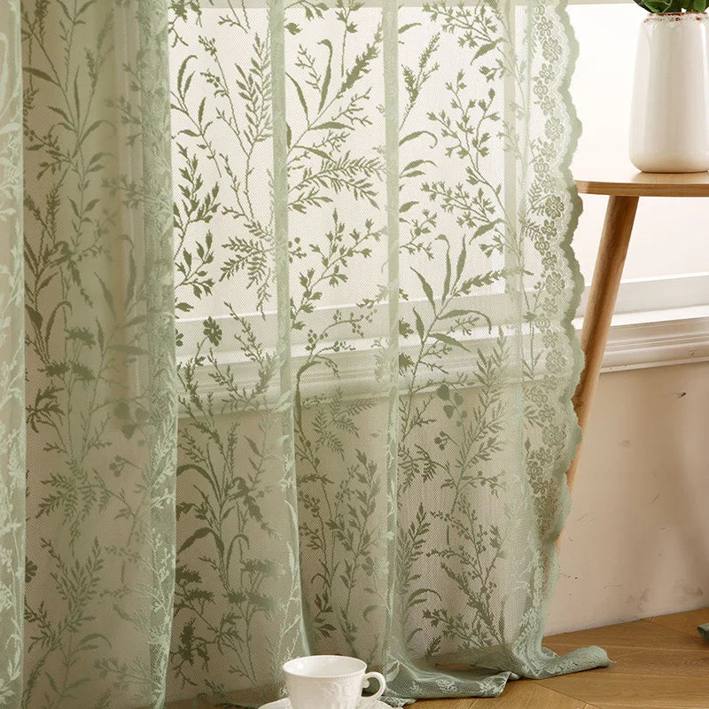 Lace Floral Sheer Curtain Panel for Living Room & Bedroom