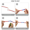A four-step guide showing how to use a heat shrink tubing kit to protect and connect wires.