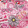 Assorted pink embroidered iron-on patches for DIY clothing and accessories featuring various shapes and designs