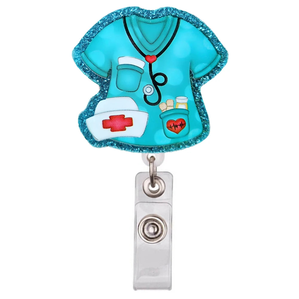 Glitter Acrylic Retractable ID Badge Reel