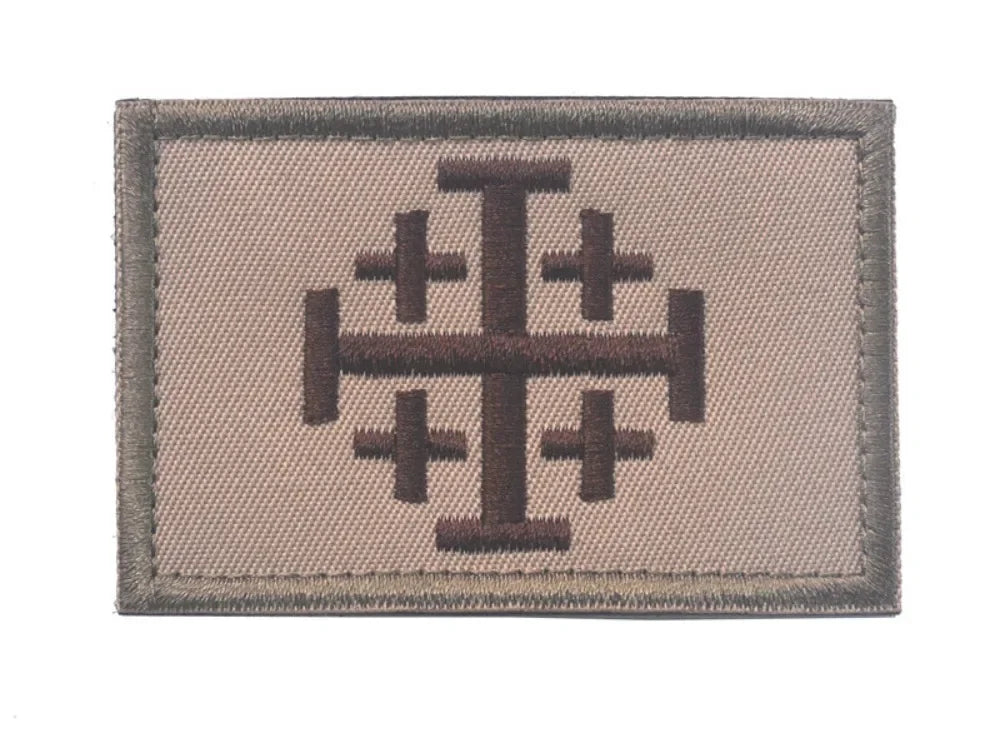 Embroidered Crusader Cross Tactical Patch with Hook and Loop Backing