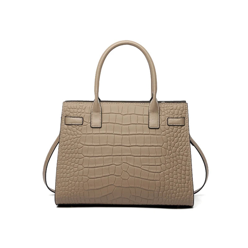 Elegant Genuine Leather Shoulder Bag for Women with Top Handle
