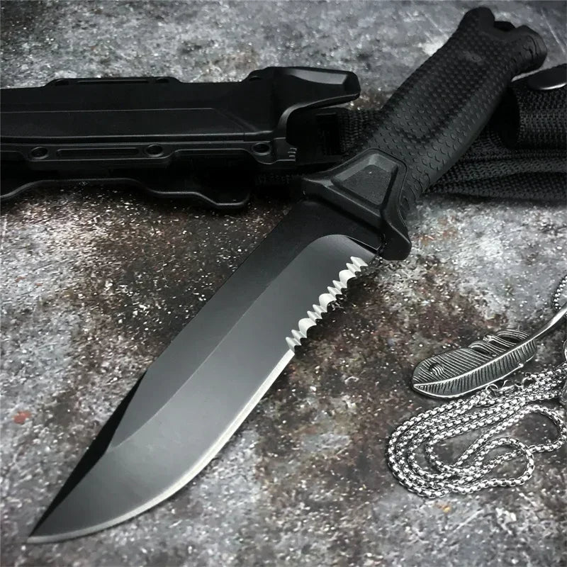 Full Tang Fixed Blade Knife with Ergonomic Rubber Handle