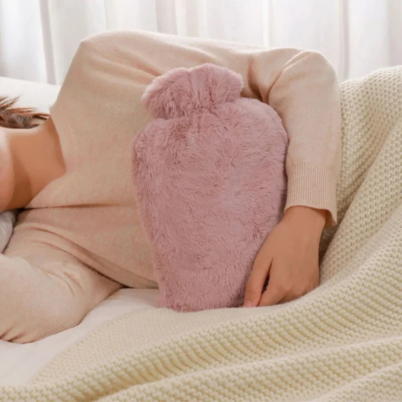 Reusable Hot Water Bottle with Soft Fleece Cover