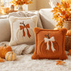 Set of 2 Autumn Pumpkin Throw Pillow Covers with 3D Jacquard Design