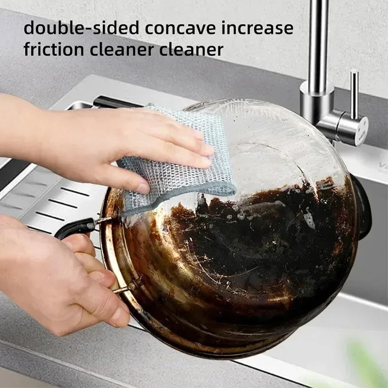 Double-Layer Steel Wire Cleaning Cloths for Kitchen
