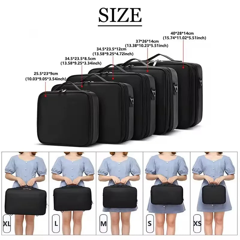 Large Capacity Waterproof Makeup Bag with Zipper Closure