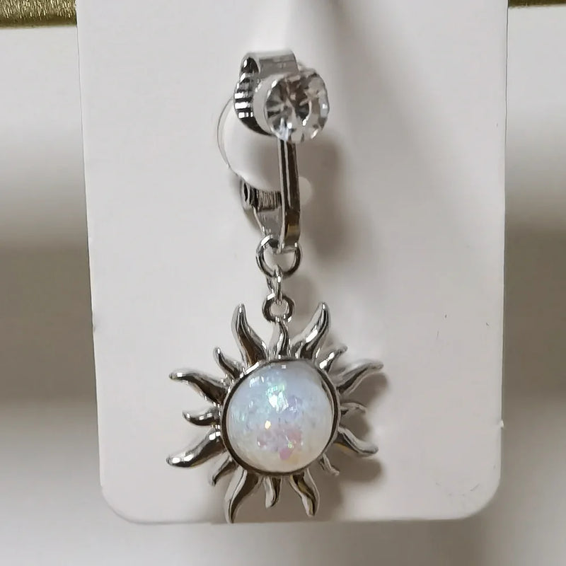 Schmetterling Clip-On Bauchnabelring mit rosa Zirkon
