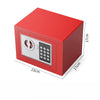 Boîte de sécurité numérique rouge avec clavier et serrure, vue de dessus.
