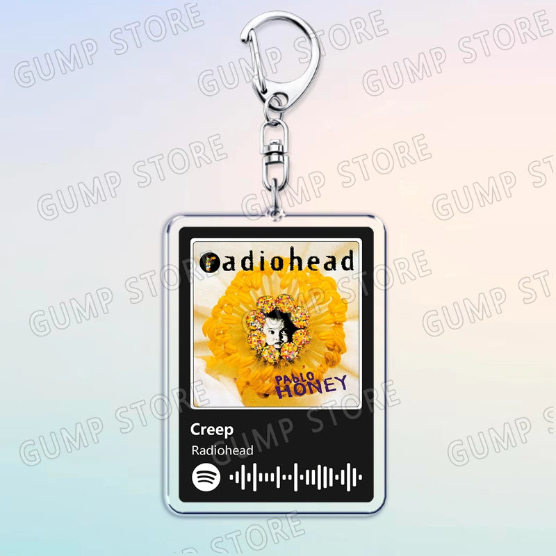 Radiohead Music Keychain Set with Song-Inspired Designs