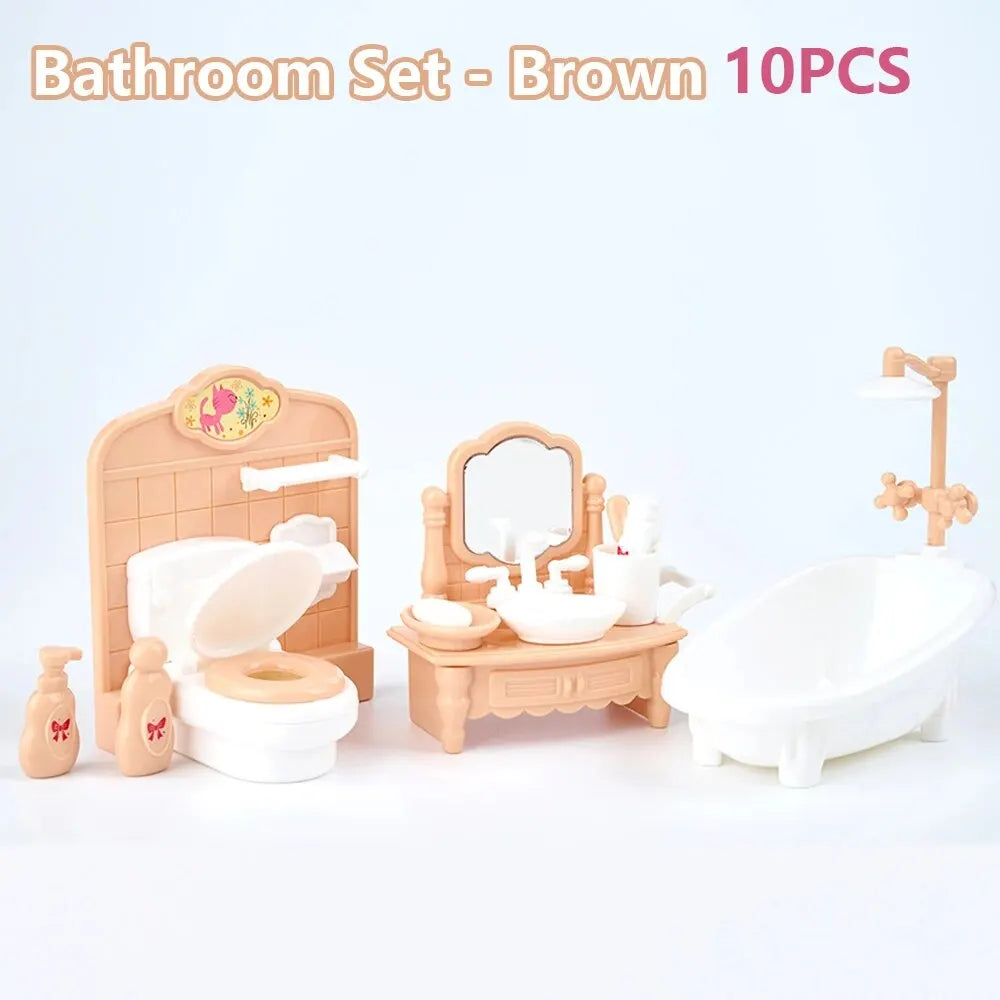 Kawaii Pink Dollhouse Kitchen Furniture Play Set