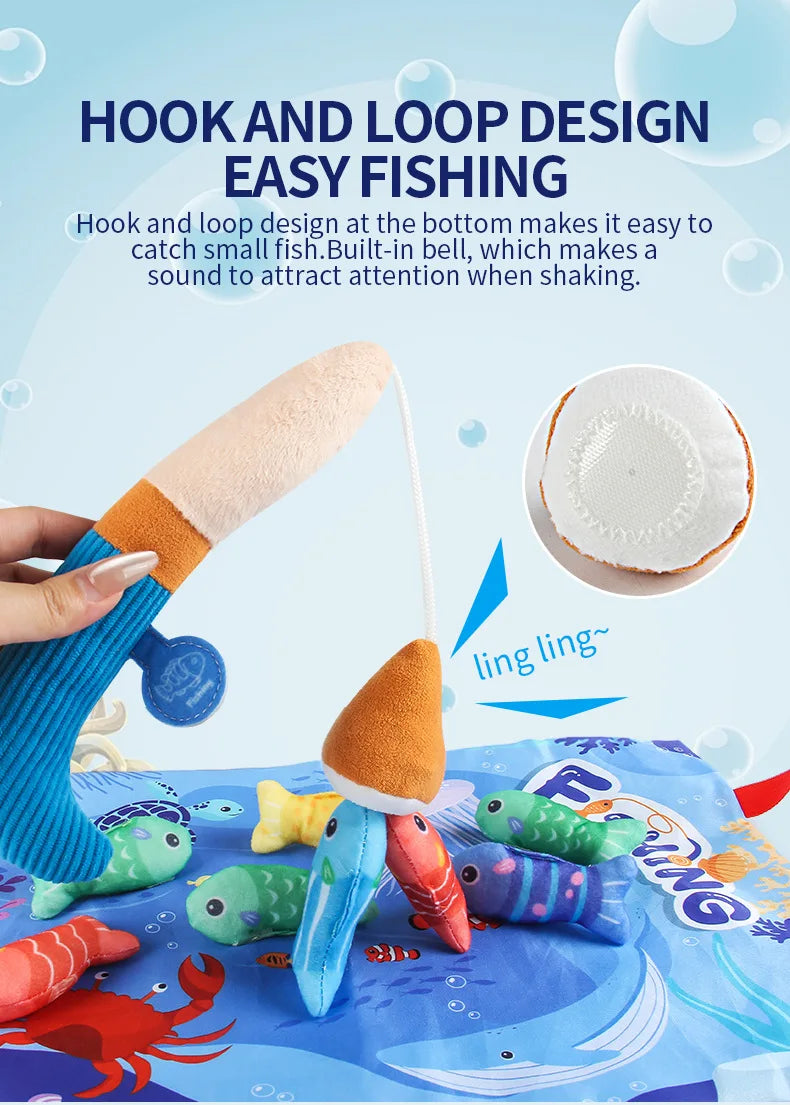 Montessori Cloth Fishing Game with Stacking Cups & Counting Set