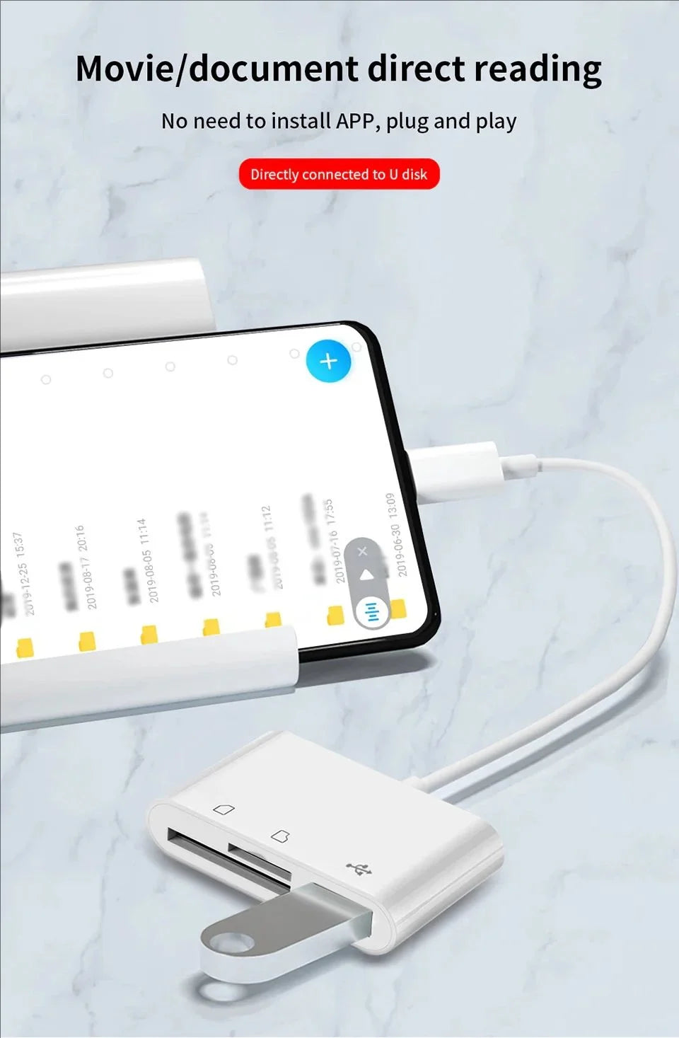 3-in-1 USB Card Reader for iPhone and iPad
