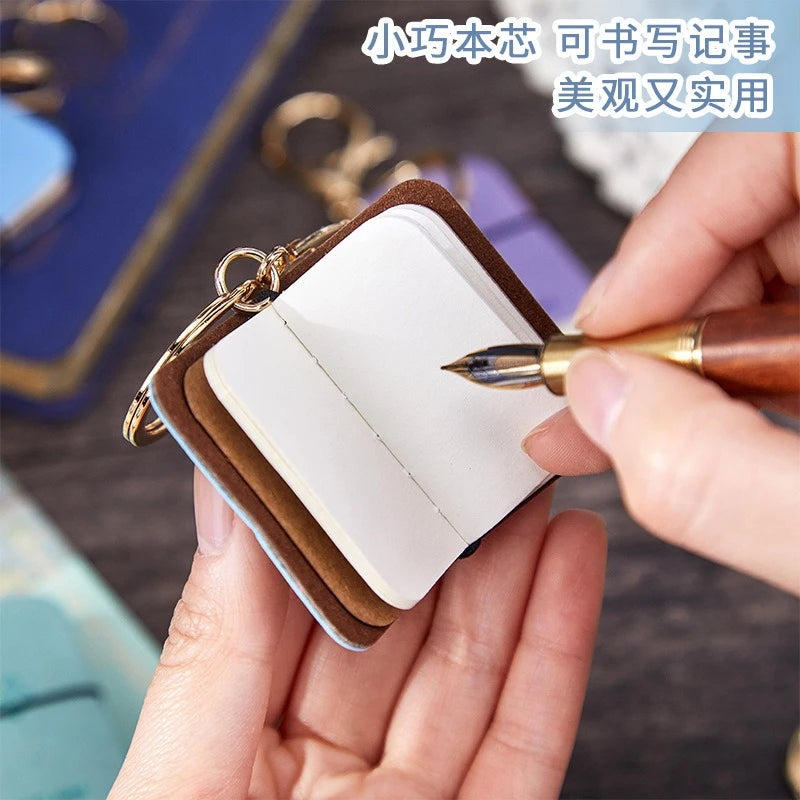Mini PU Leather Journal Keychain with Keyring