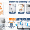 A set of nine drain clog cleaning tools including a snake, hair catchers, and daily cleaning tools for various drains.