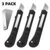 3-Pack Retractable Utility Knife Set with 10 Replacement Blades