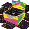 A box of Rainbow Scratch Notes featuring colorful paper and a wooden stylus for art