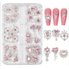 3D Red Heart Nail Art Charms with Gold Base (30-Piece Set)