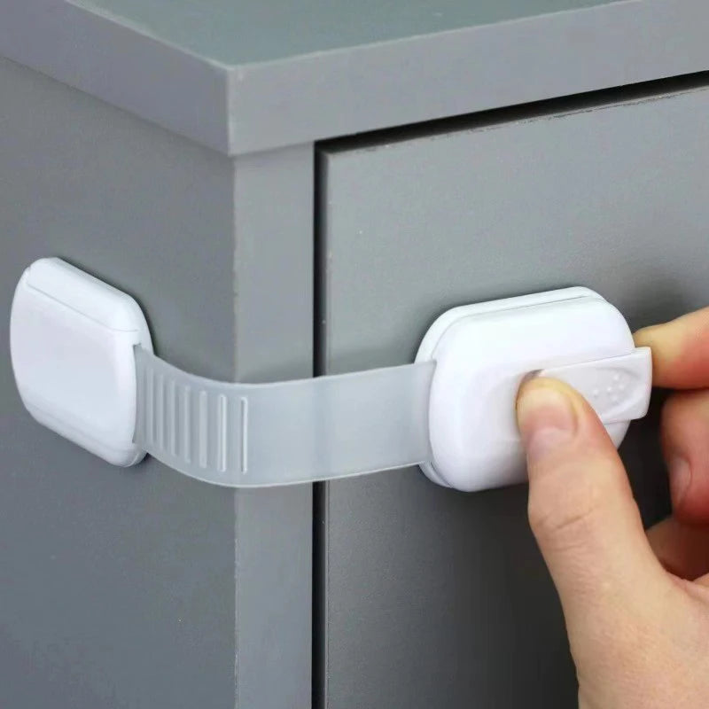 Adjustable Child Safety Cabinet Locks with Adhesive Strips