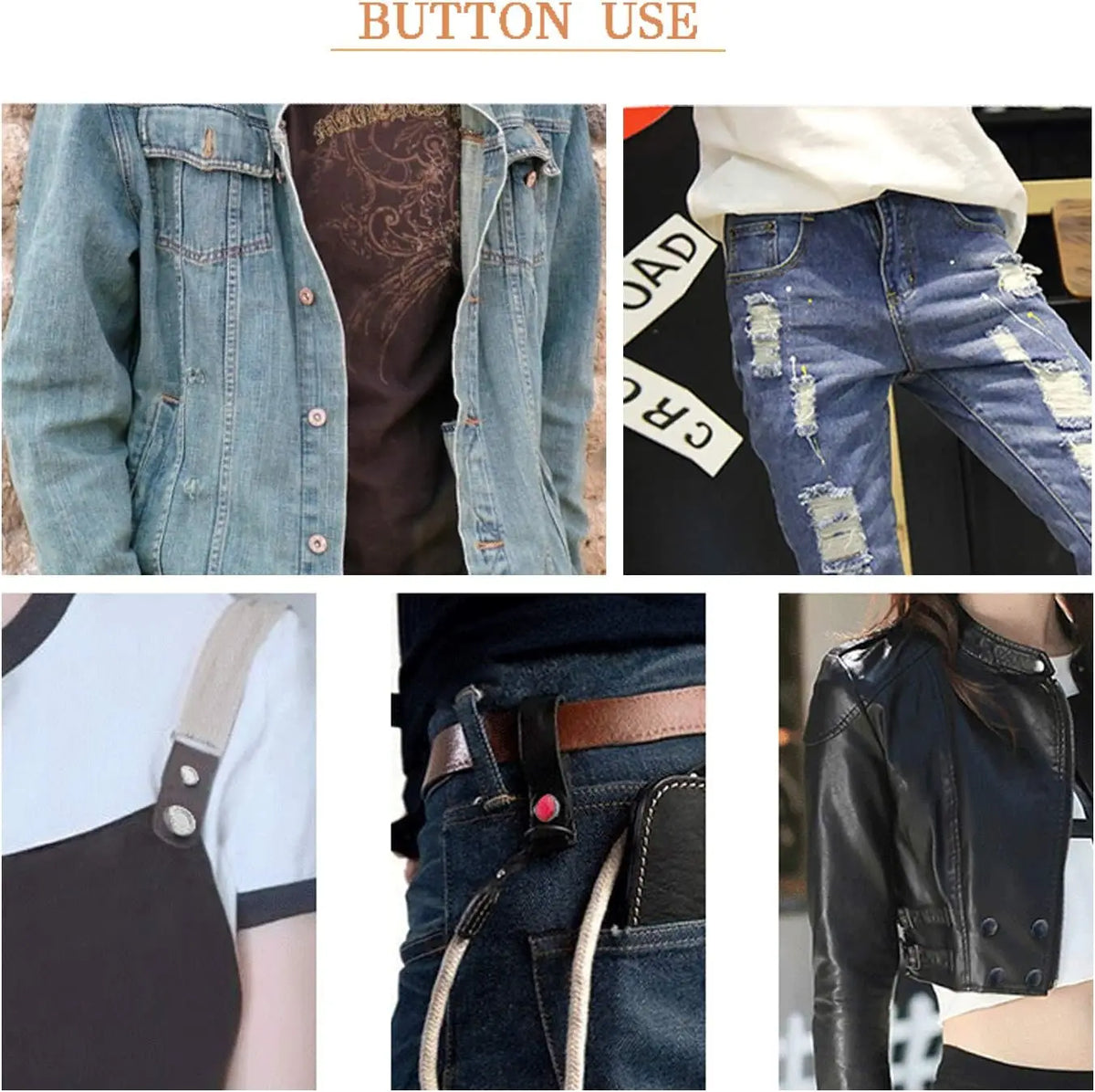 No-Sew Adjustable Jeans Button Pins for Waist Tightening and Decoration