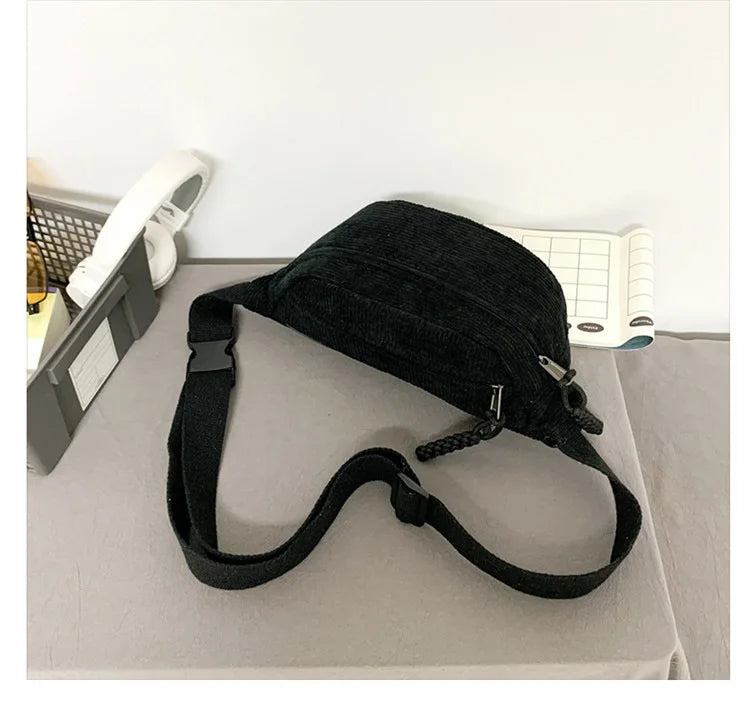 Corduroy Waist Pack for Women – Versatile Crossbody & Shoulder Bag