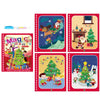 A set of five colorful pages from a reusable water drawing book featuring Christmas and winter scenes.