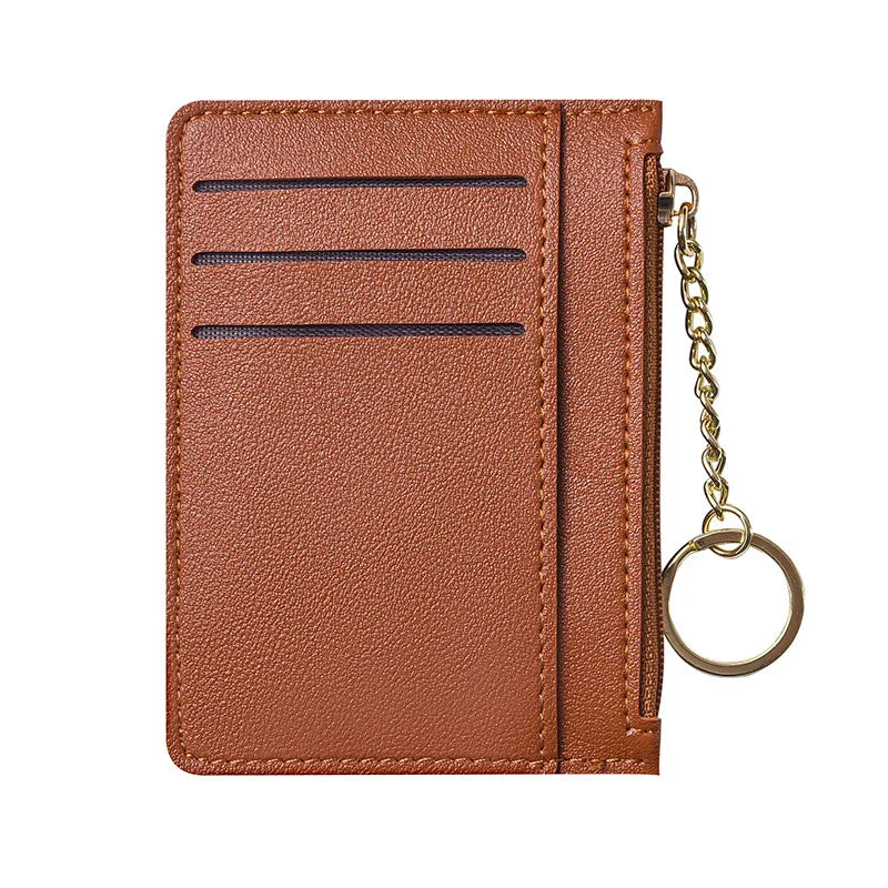 Slim Zippered Card Wallet for Women - Compact Multi-Slot Purse