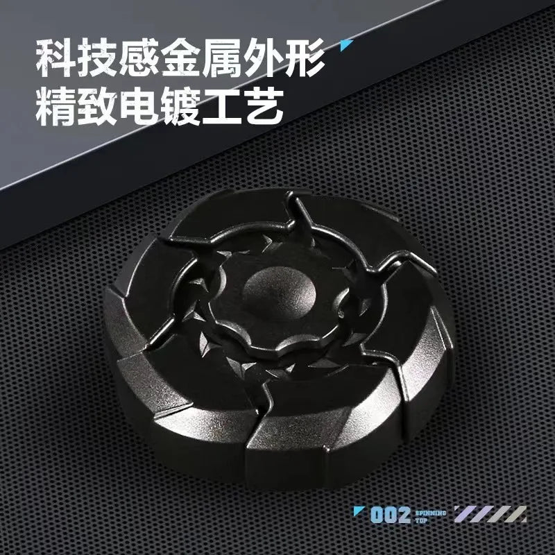 A black magnetic fidget slider with a textured surface is shown on a dark background.
